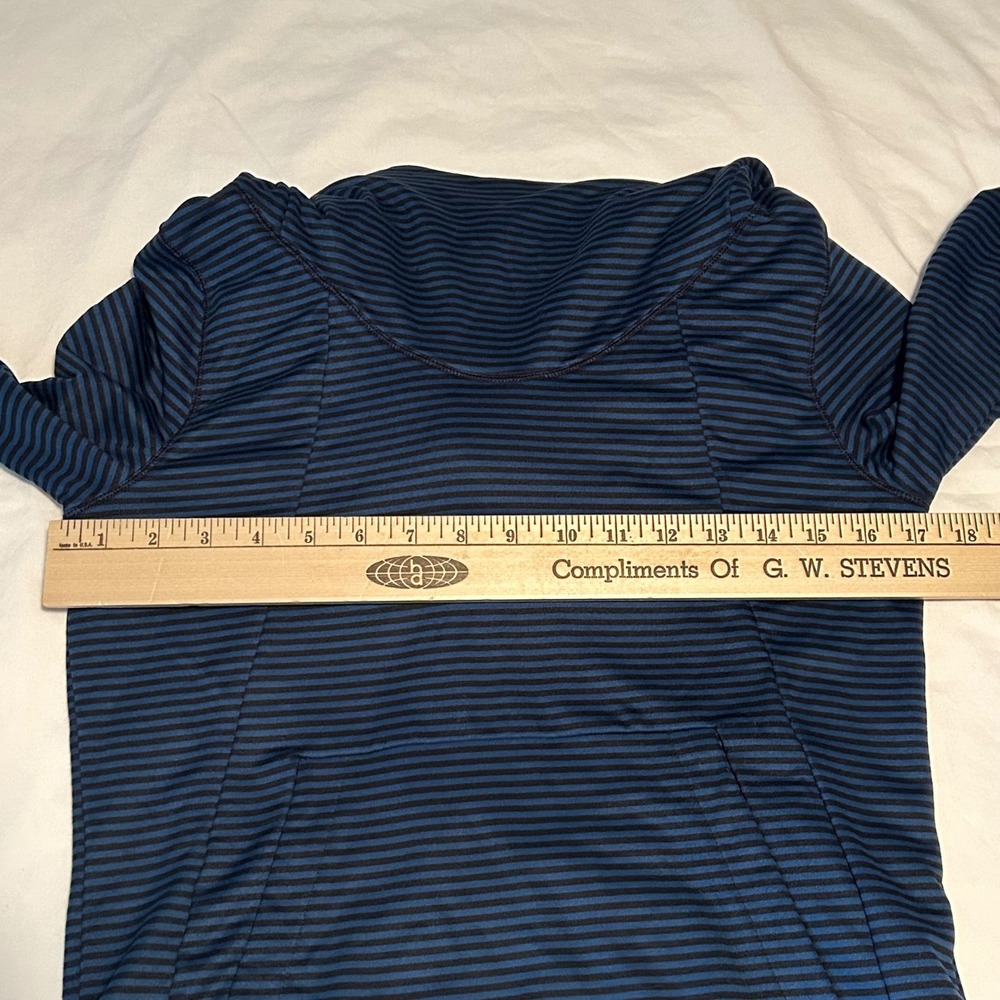 Lole Women's Striped Cowl Neck Thumb Hole Pullover Hoodie Athleisure Top - Picture 13 of 14